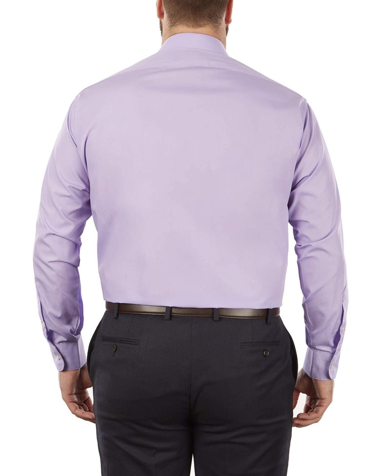 Van Heusen Men's Big Fit Dress Shirt Poplin Solid (Big and Tall), Lavender, 18.5" Neck 34"-35" Sleeve - Image 2